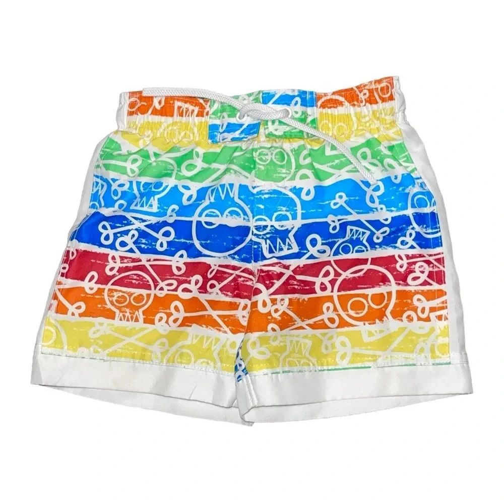🔥 5 for $30 🔥 Koala Kids Boys Rainbow Skull Swim Trunks | 6-9M